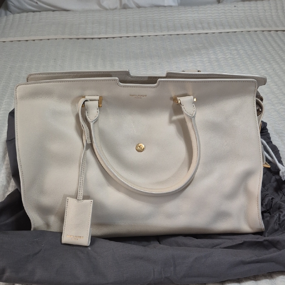 Saint Laurent Ivory Leather Tote